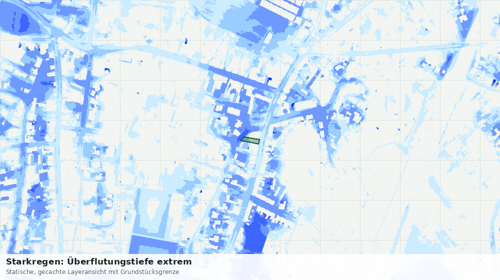 Statische Kartenansicht: Starkregen: Überflutungstiefe extrem