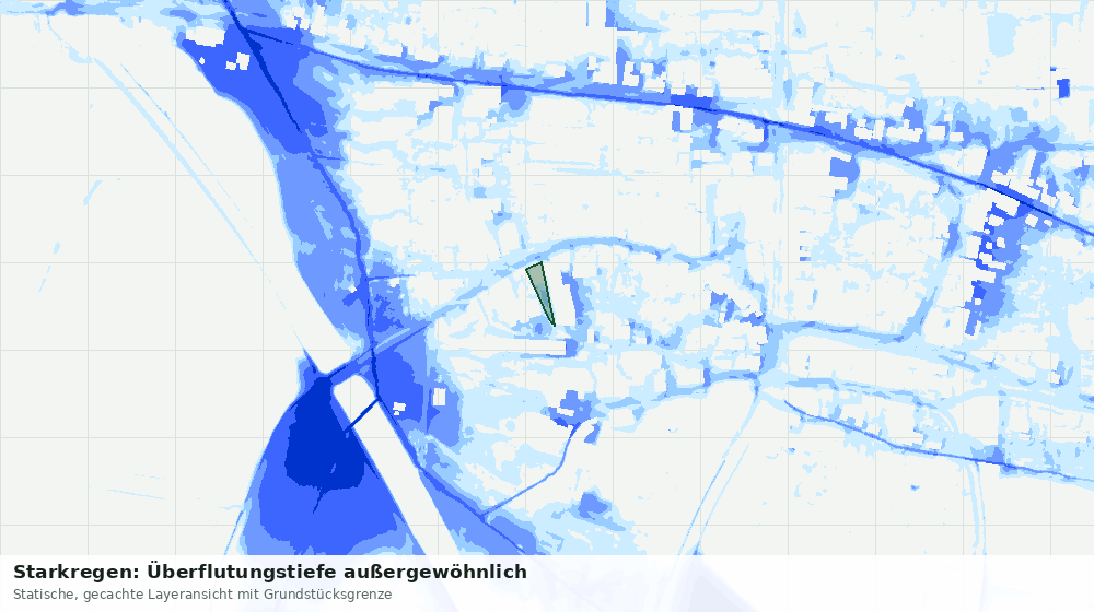 Statische Kartenansicht: Starkregen: Überflutungstiefe außergewöhnlich