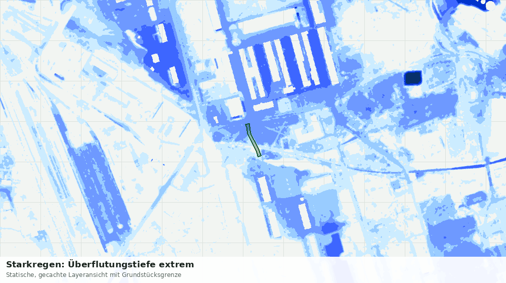 Statische Kartenansicht: Starkregen: Überflutungstiefe extrem