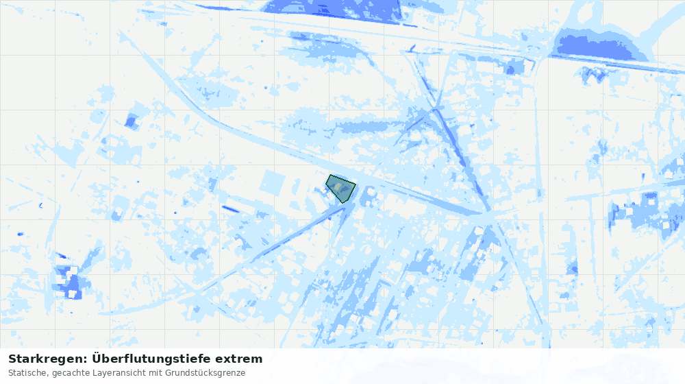 Statische Kartenansicht: Starkregen: Überflutungstiefe extrem