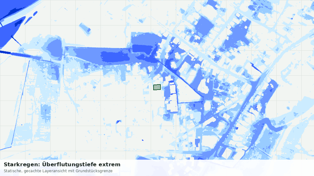 Statische Kartenansicht: Starkregen: Überflutungstiefe extrem