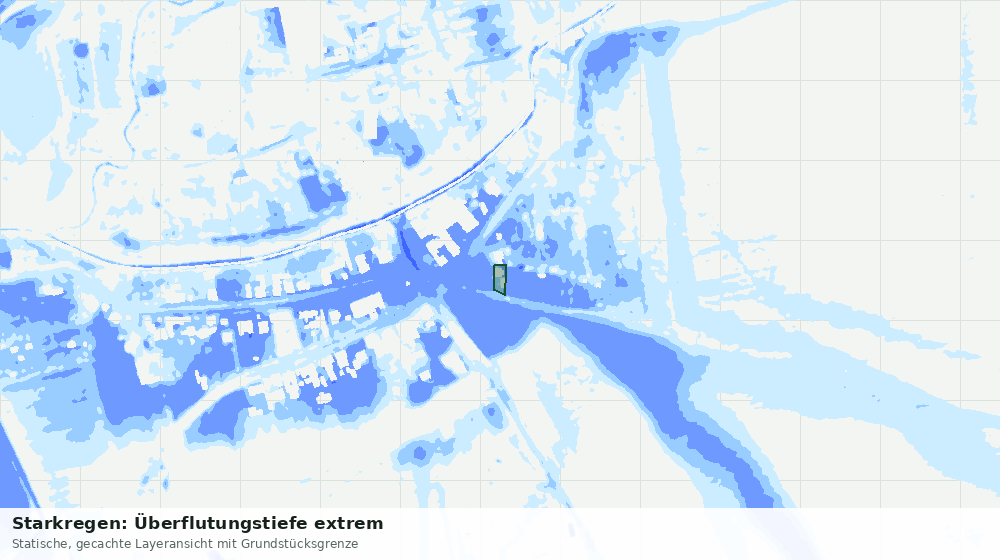 Statische Kartenansicht: Starkregen: Überflutungstiefe extrem