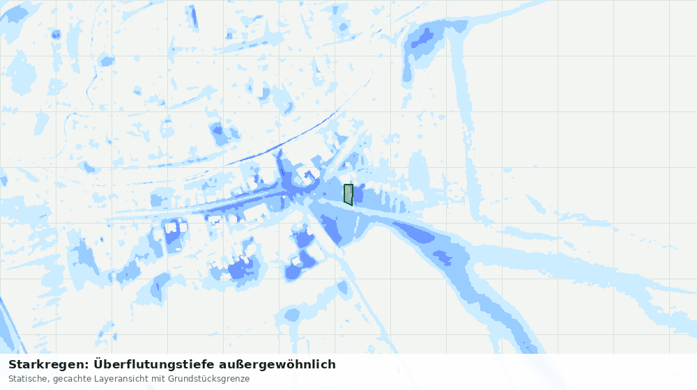 Statische Kartenansicht: Starkregen: Überflutungstiefe außergewöhnlich