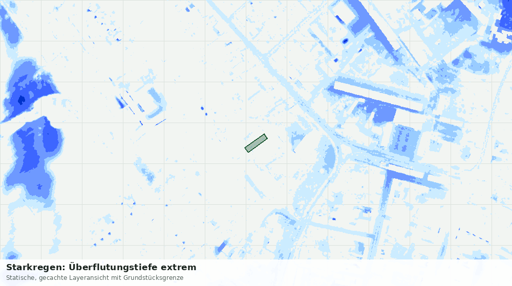 Statische Kartenansicht: Starkregen: Überflutungstiefe extrem