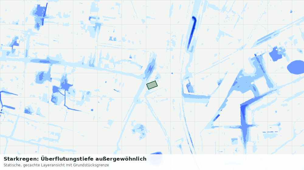 Statische Kartenansicht: Starkregen: Überflutungstiefe außergewöhnlich