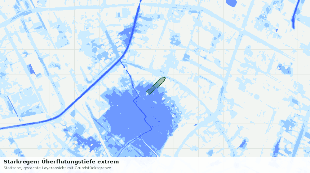 Statische Kartenansicht: Starkregen: Überflutungstiefe extrem