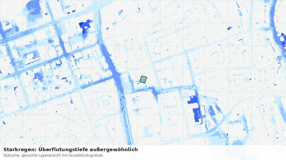 Statische Kartenansicht: Starkregen: Überflutungstiefe außergewöhnlich