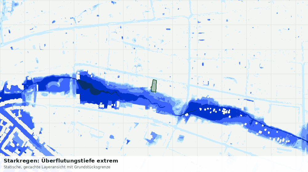 Statische Kartenansicht: Starkregen: Überflutungstiefe extrem