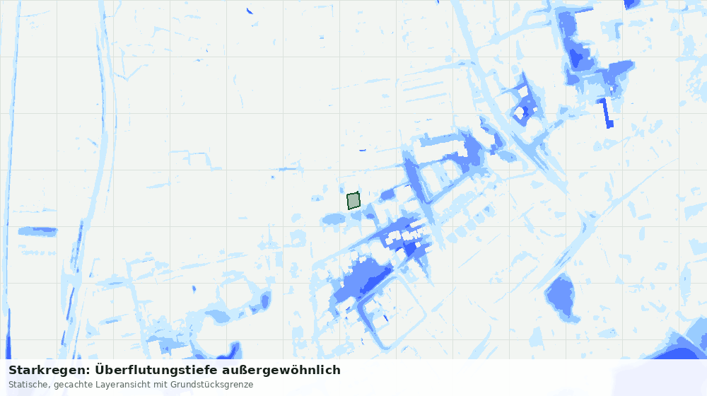 Statische Kartenansicht: Starkregen: Überflutungstiefe außergewöhnlich