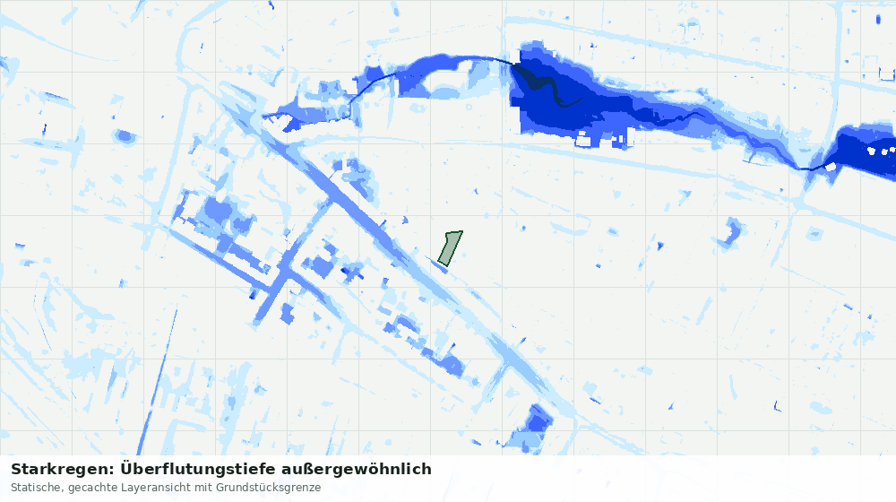 Statische Kartenansicht: Starkregen: Überflutungstiefe außergewöhnlich