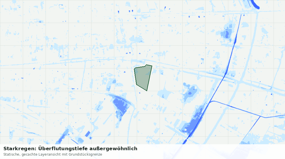 Statische Kartenansicht: Starkregen: Überflutungstiefe außergewöhnlich