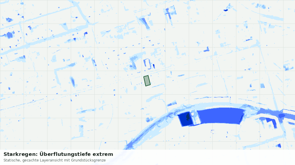 Statische Kartenansicht: Starkregen: Überflutungstiefe extrem