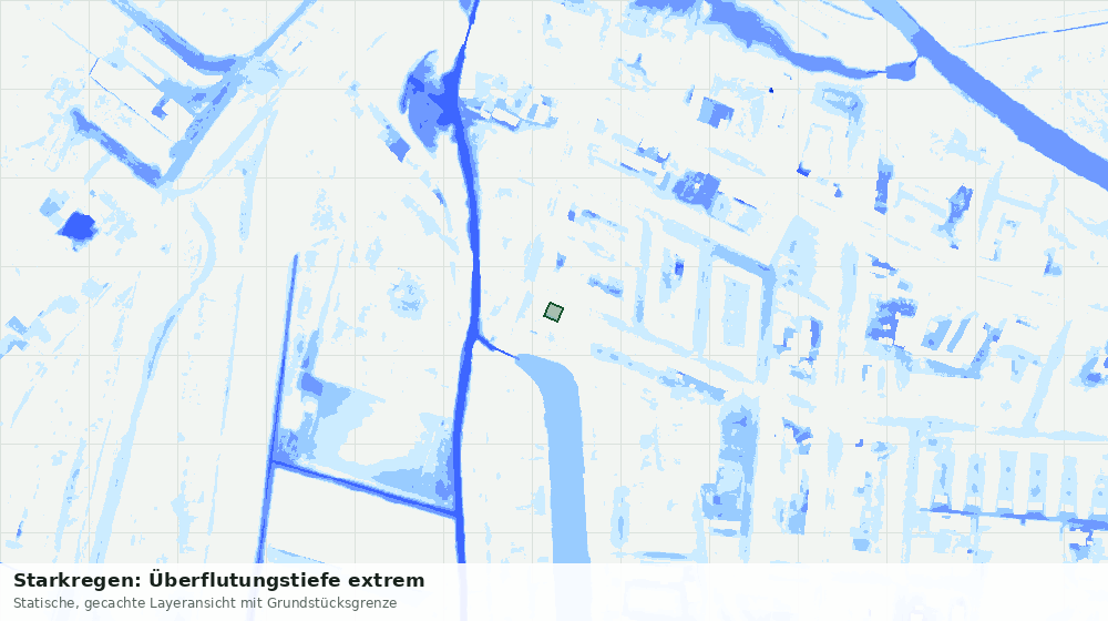 Statische Kartenansicht: Starkregen: Überflutungstiefe extrem