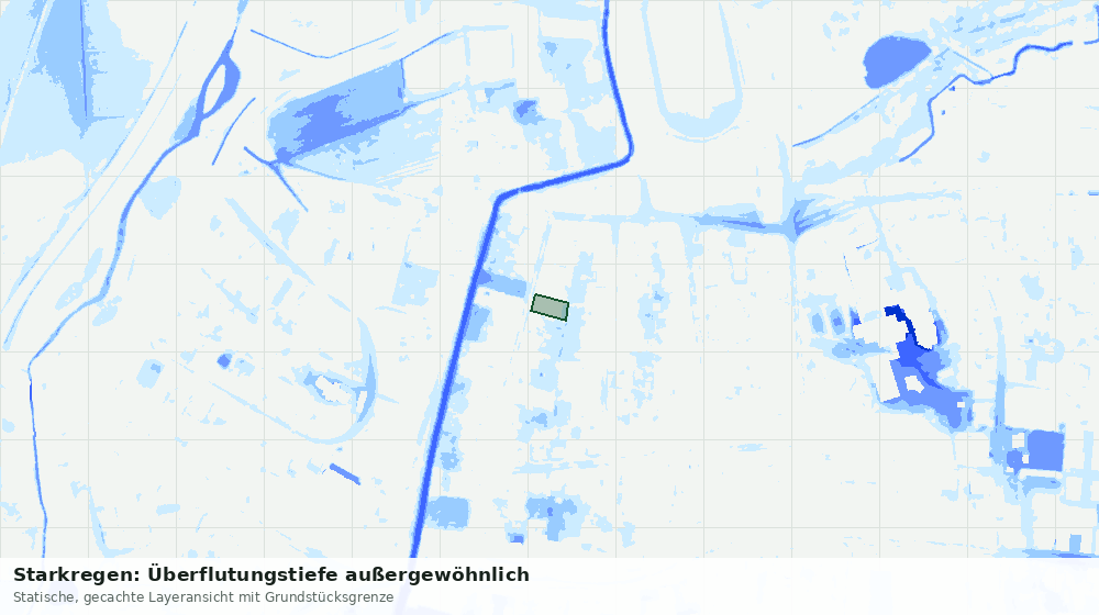Statische Kartenansicht: Starkregen: Überflutungstiefe außergewöhnlich