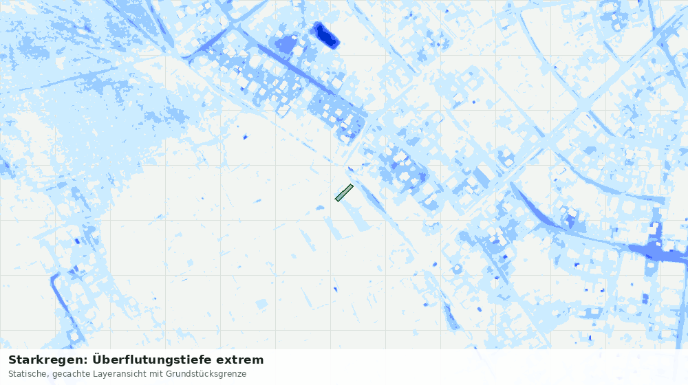 Statische Kartenansicht: Starkregen: Überflutungstiefe extrem