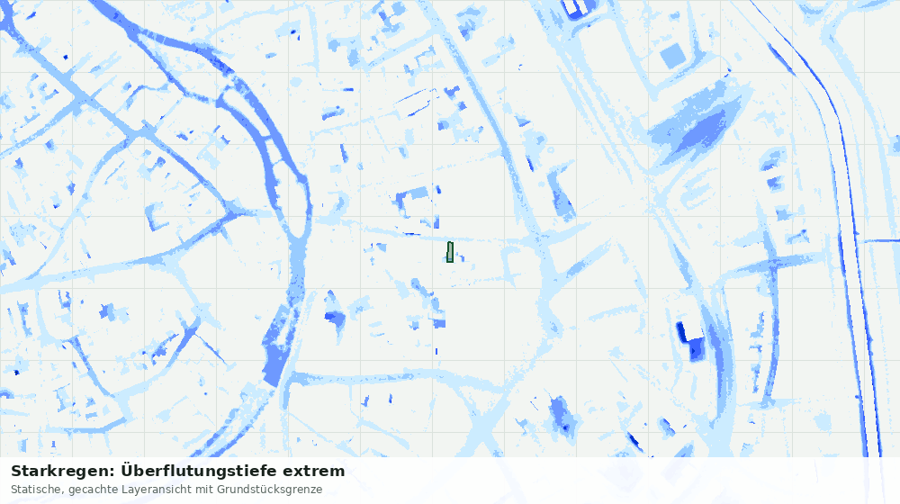 Statische Kartenansicht: Starkregen: Überflutungstiefe extrem