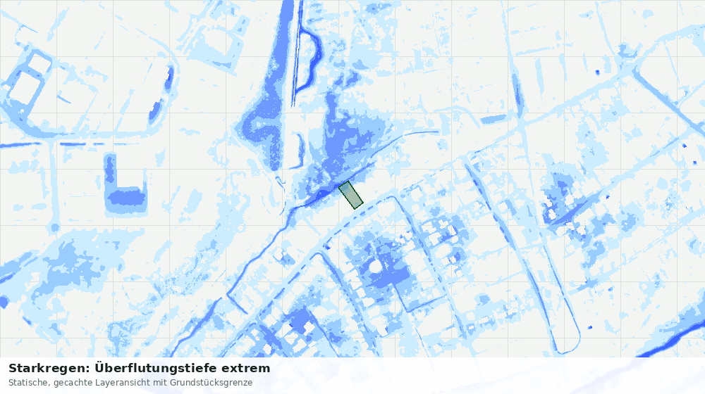 Statische Kartenansicht: Starkregen: Überflutungstiefe extrem