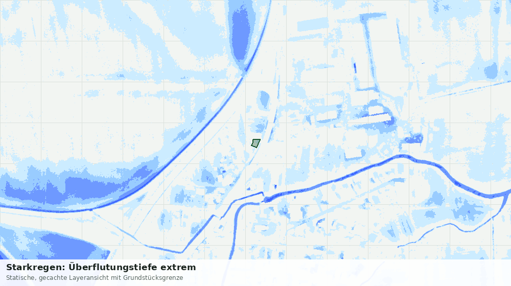 Statische Kartenansicht: Starkregen: Überflutungstiefe extrem