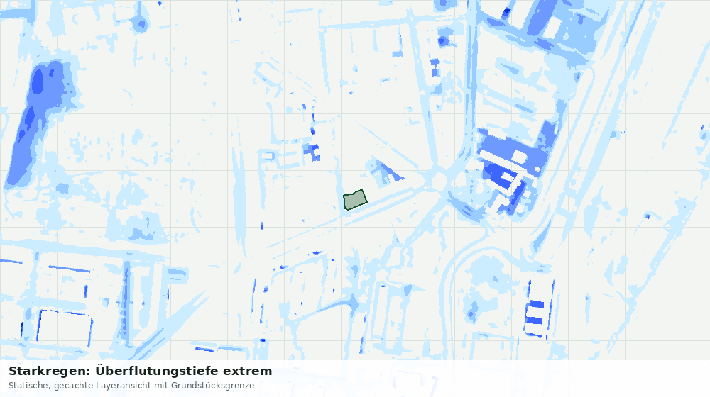 Statische Kartenansicht: Starkregen: Überflutungstiefe extrem