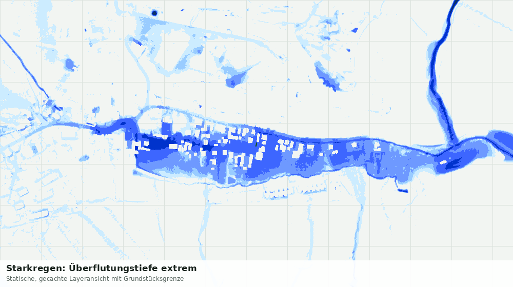 Statische Kartenansicht: Starkregen: Überflutungstiefe extrem