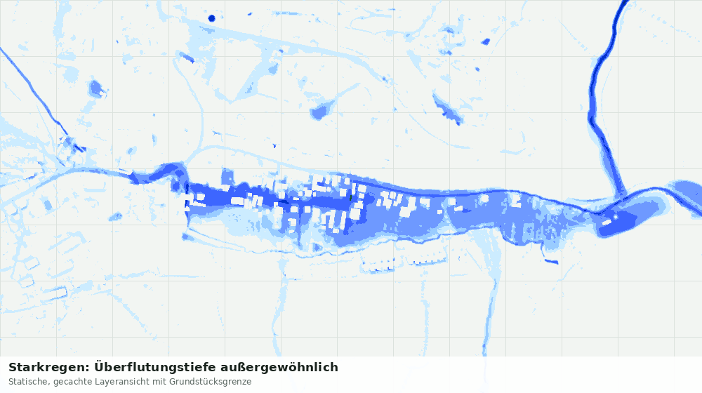 Statische Kartenansicht: Starkregen: Überflutungstiefe außergewöhnlich