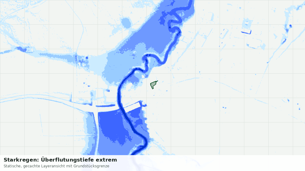 Statische Kartenansicht: Starkregen: Überflutungstiefe extrem