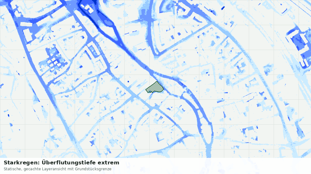 Statische Kartenansicht: Starkregen: Überflutungstiefe extrem