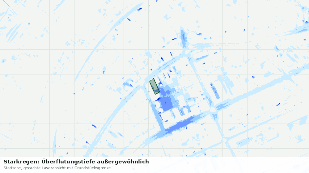 Statische Kartenansicht: Starkregen: Überflutungstiefe außergewöhnlich