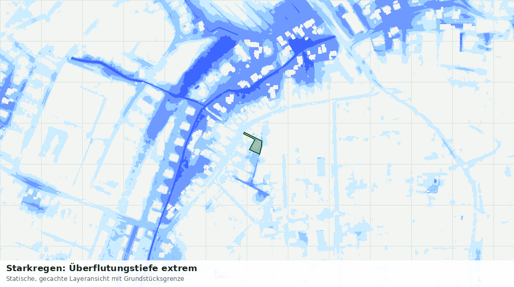 Statische Kartenansicht: Starkregen: Überflutungstiefe extrem