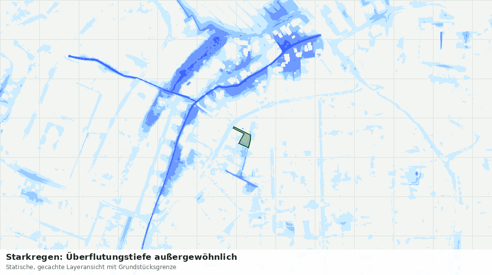 Statische Kartenansicht: Starkregen: Überflutungstiefe außergewöhnlich