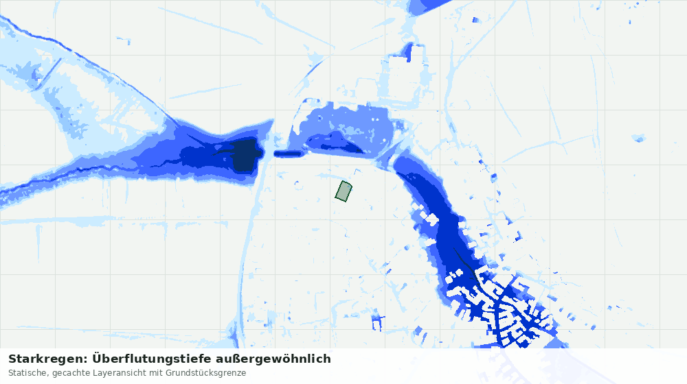 Statische Kartenansicht: Starkregen: Überflutungstiefe außergewöhnlich