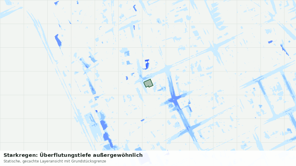 Statische Kartenansicht: Starkregen: Überflutungstiefe außergewöhnlich