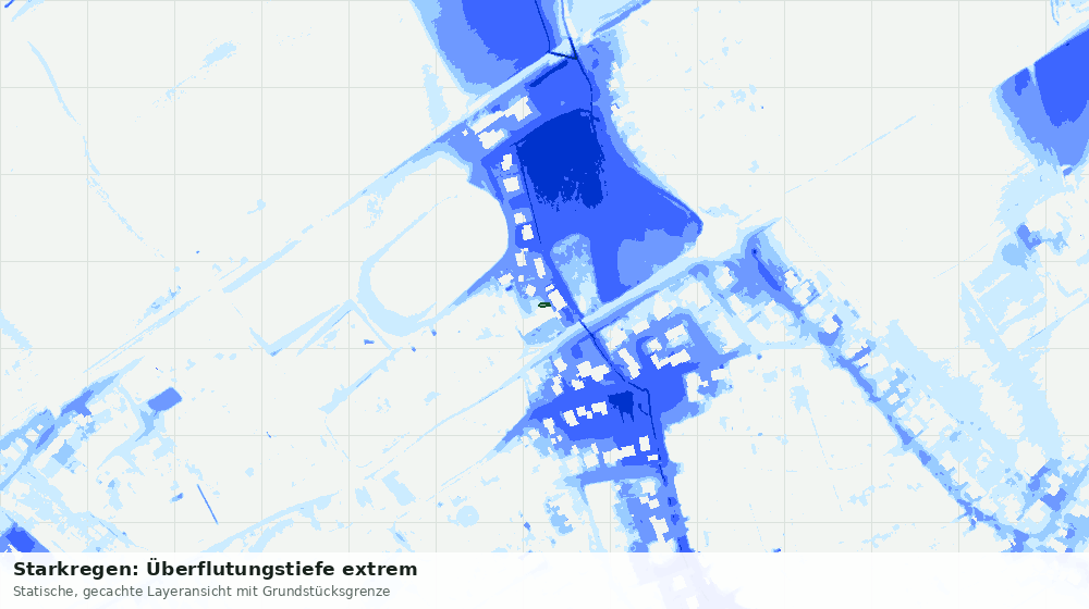 Statische Kartenansicht: Starkregen: Überflutungstiefe extrem