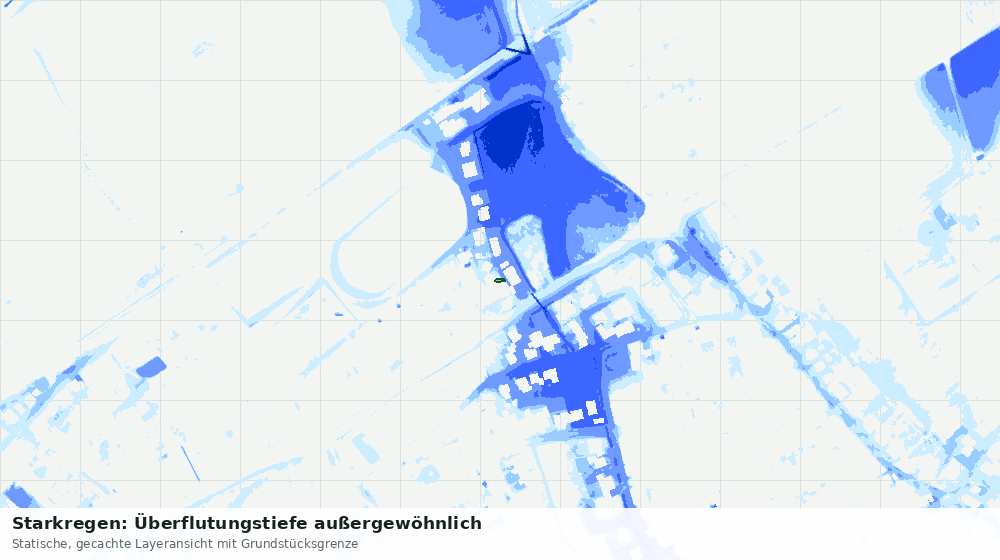 Statische Kartenansicht: Starkregen: Überflutungstiefe außergewöhnlich