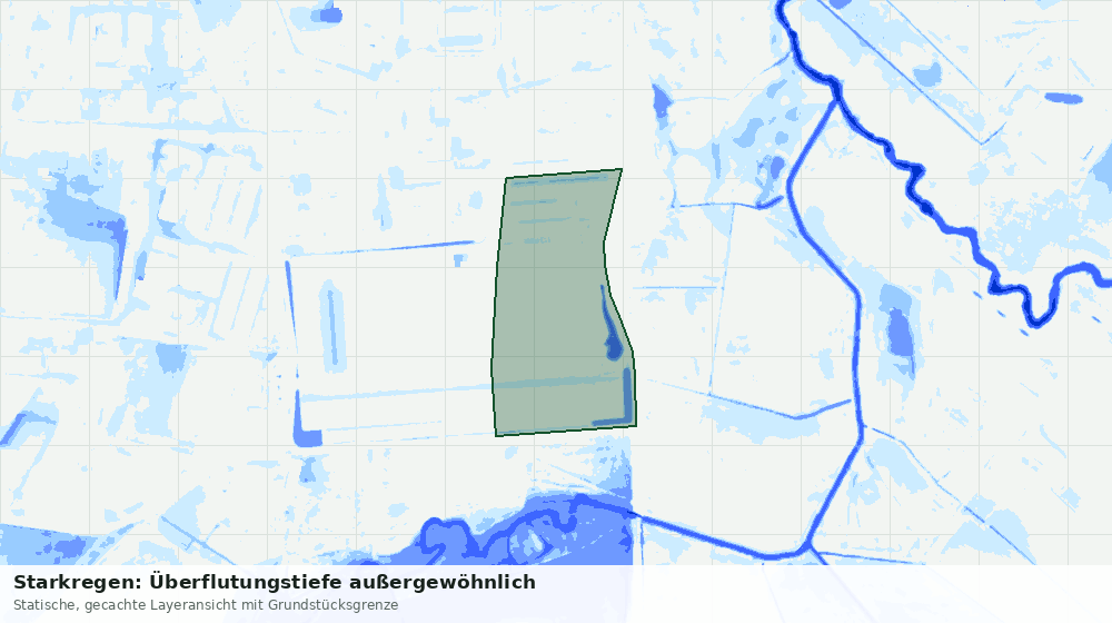 Statische Kartenansicht: Starkregen: Überflutungstiefe außergewöhnlich