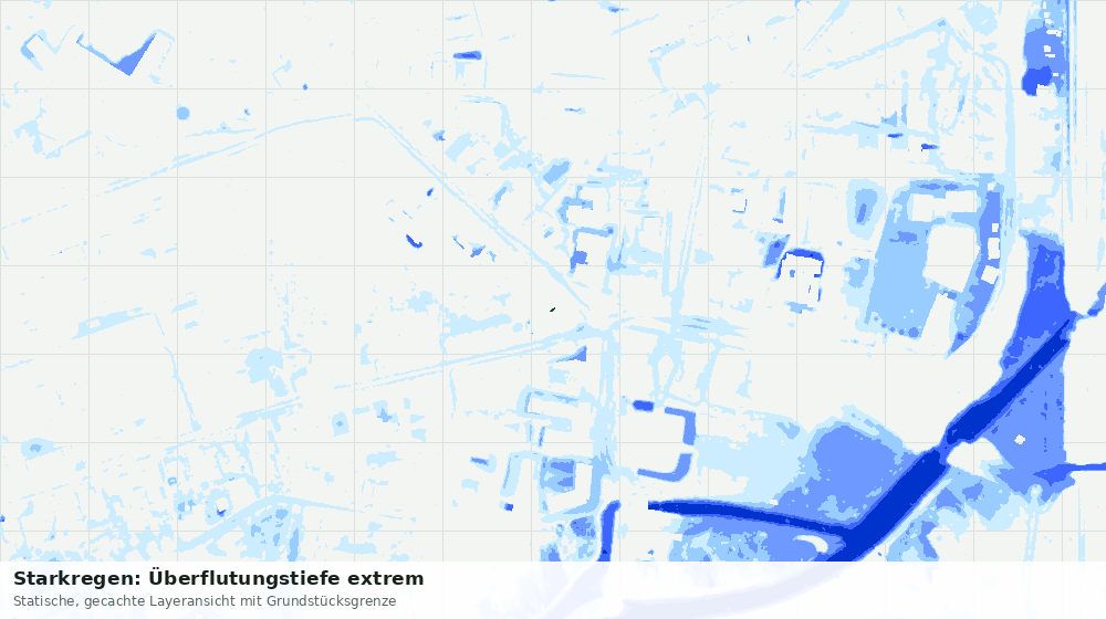 Statische Kartenansicht: Starkregen: Überflutungstiefe extrem