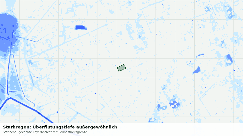 Statische Kartenansicht: Starkregen: Überflutungstiefe außergewöhnlich