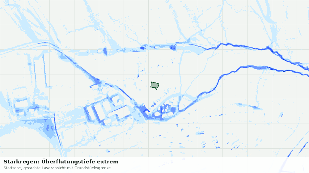 Statische Kartenansicht: Starkregen: Überflutungstiefe extrem