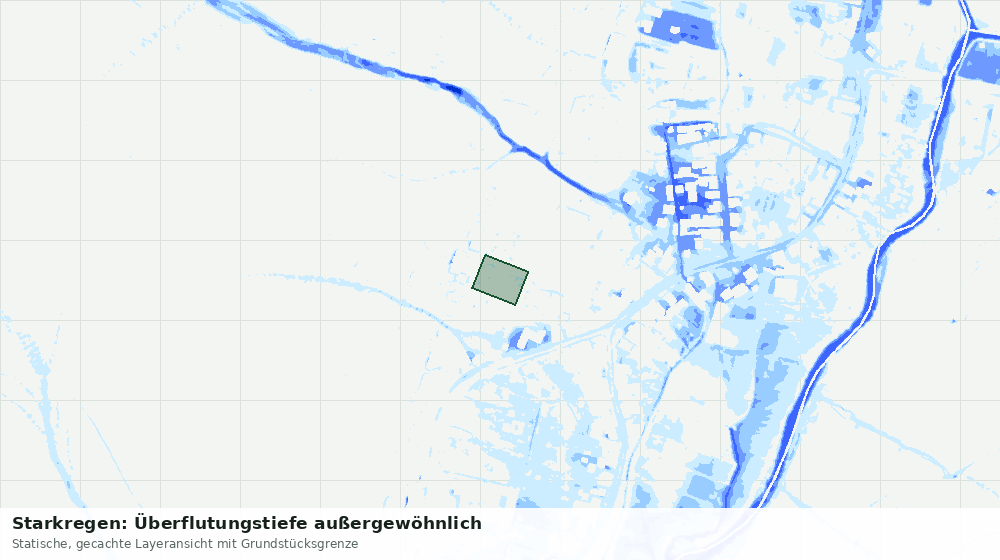 Statische Kartenansicht: Starkregen: Überflutungstiefe außergewöhnlich
