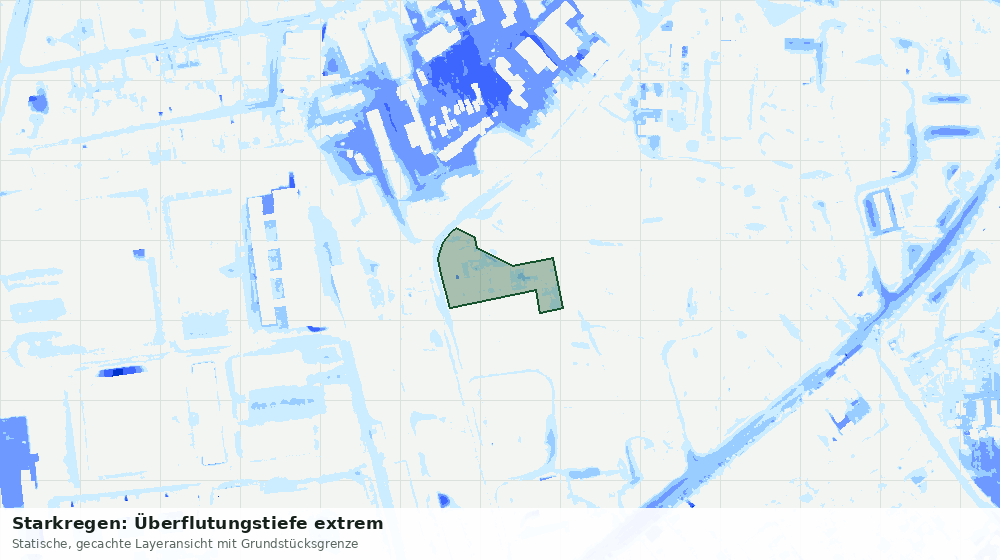 Statische Kartenansicht: Starkregen: Überflutungstiefe extrem
