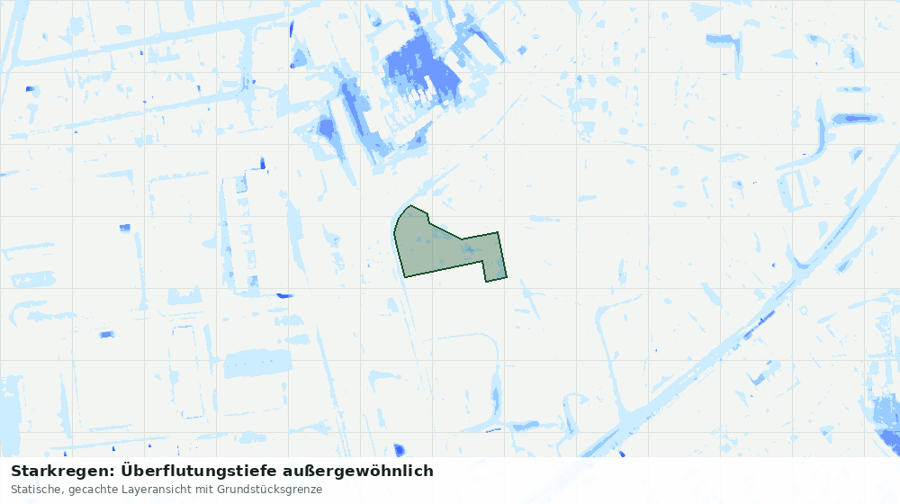 Statische Kartenansicht: Starkregen: Überflutungstiefe außergewöhnlich