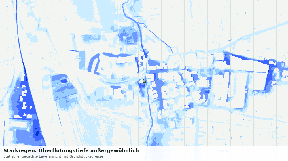 Statische Kartenansicht: Starkregen: Überflutungstiefe außergewöhnlich