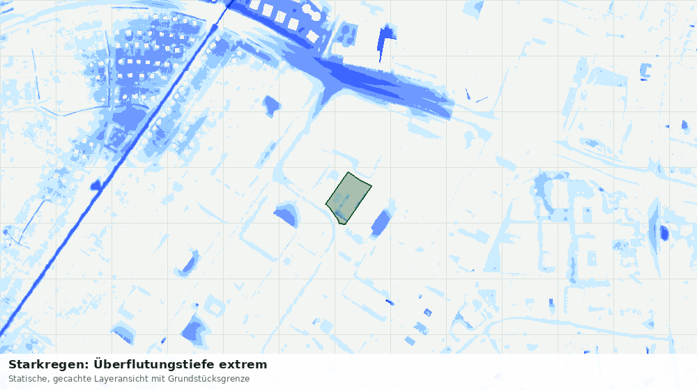 Statische Kartenansicht: Starkregen: Überflutungstiefe extrem