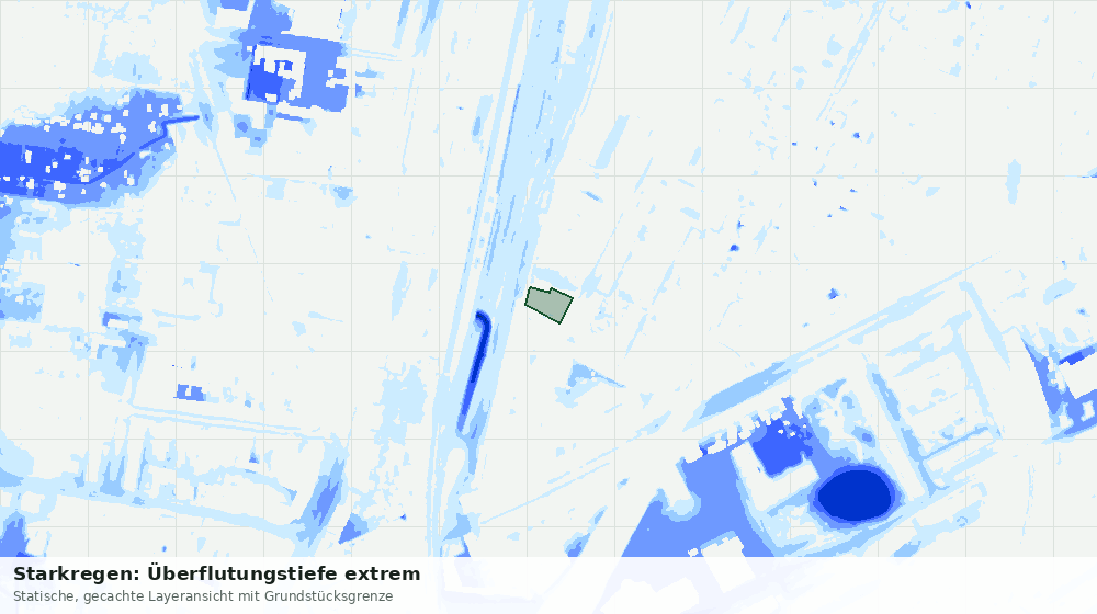 Statische Kartenansicht: Starkregen: Überflutungstiefe extrem