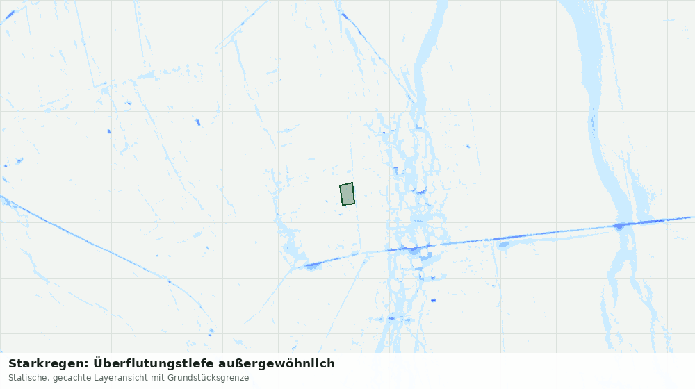 Statische Kartenansicht: Starkregen: Überflutungstiefe außergewöhnlich