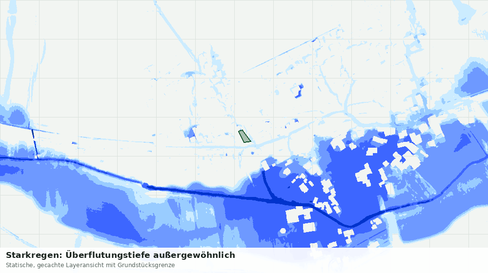 Statische Kartenansicht: Starkregen: Überflutungstiefe außergewöhnlich