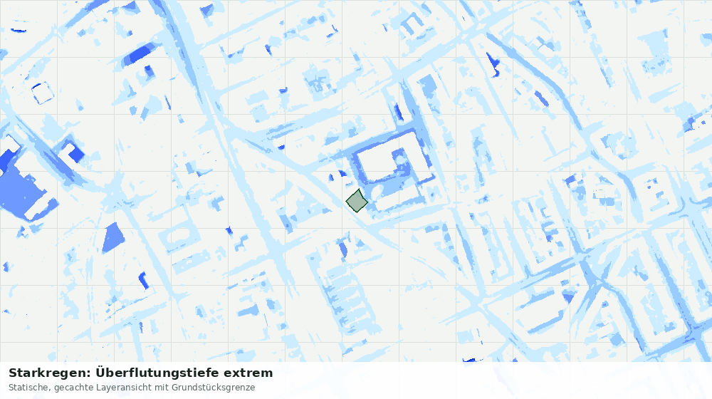 Statische Kartenansicht: Starkregen: Überflutungstiefe extrem