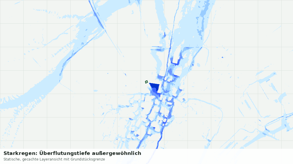 Statische Kartenansicht: Starkregen: Überflutungstiefe außergewöhnlich