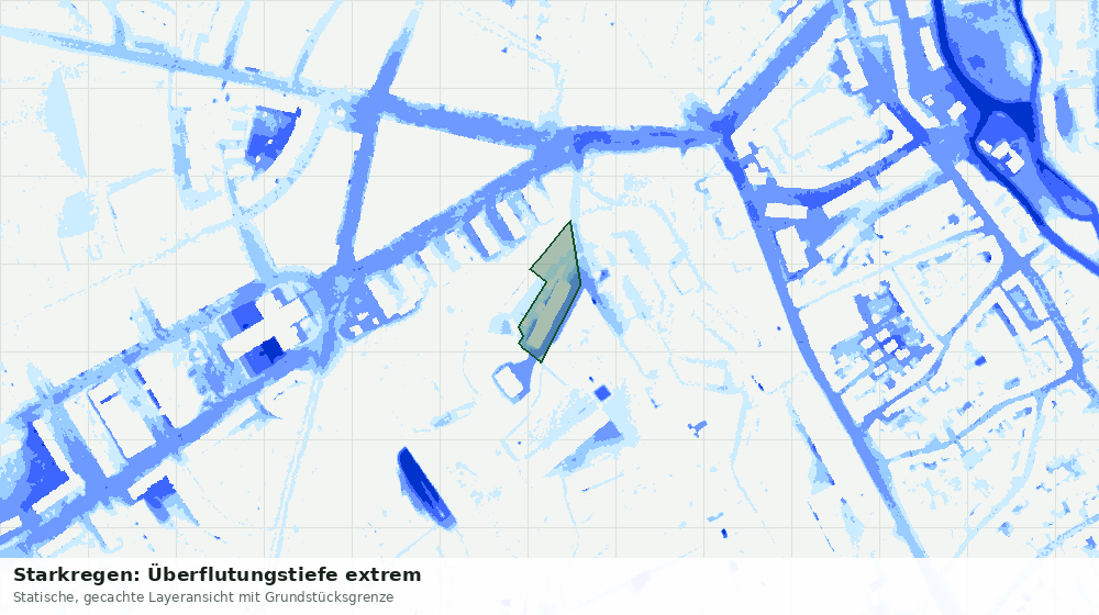 Statische Kartenansicht: Starkregen: Überflutungstiefe extrem