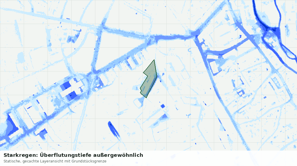 Statische Kartenansicht: Starkregen: Überflutungstiefe außergewöhnlich